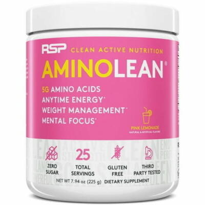 RSP Nutrition AminoLean Energy Pre Workout Powder 5g Vegan Amino Acids Exp 03/27