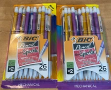 2 Boxes Bic #2 Xtra Sparkle Shimmer 0.7 mm Mechanical Pencils (26 Ct ea.) 52 tot
