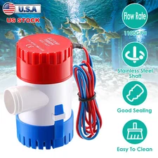 12V 1100GPH Marine Boat Submersible Bilge Pump Non-Automatic Electric Water Pump