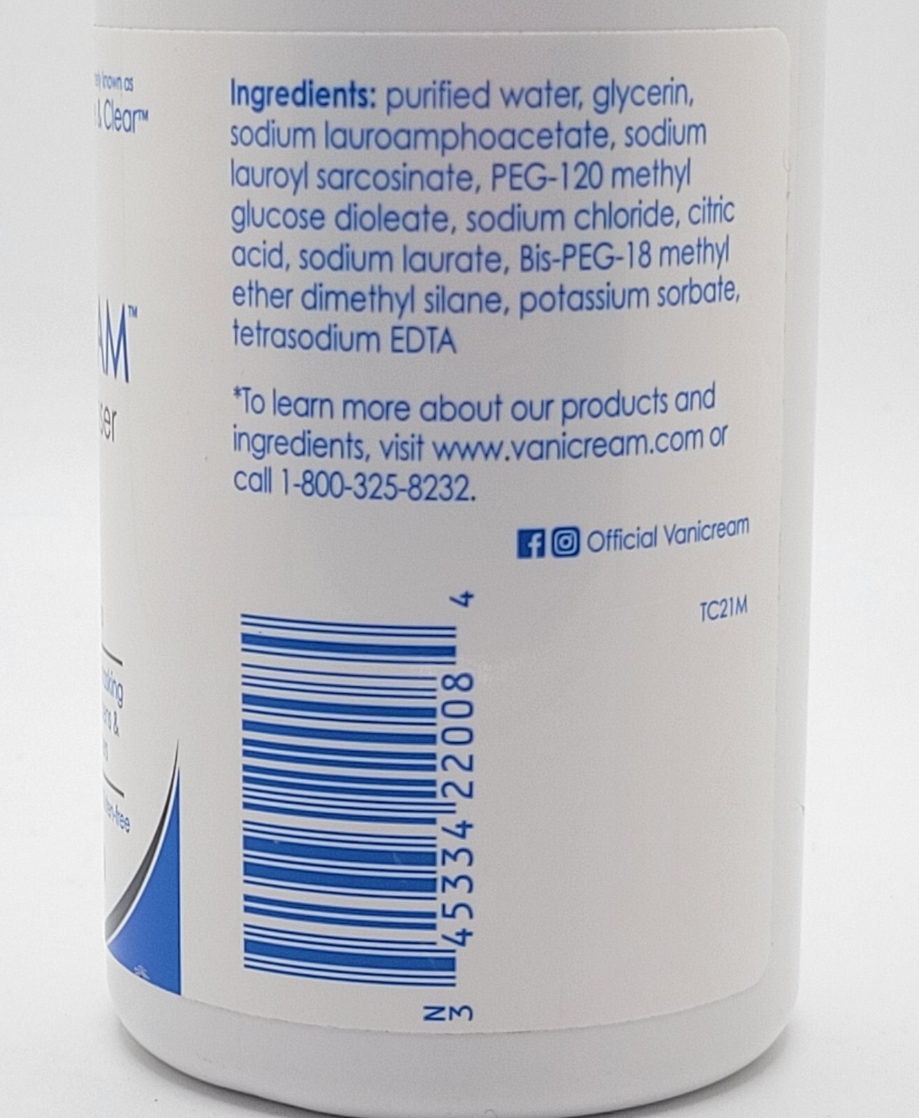 Vanicream LIQUID CLEANSER 8oz / 237ml Fragrance Free Formula for