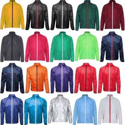 Herren 2786 Kontrast faltbar wasserdicht durchgehender Reißverschluss leichte Jacke Oberteil Größe