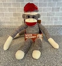 New In Box 2008 Schylling Sock Monkey Classic Retro Toy 20" Tall Stuffed Plush