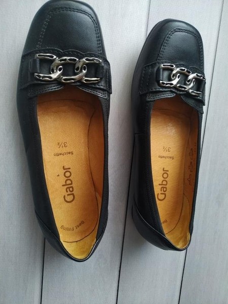 Women Gabor Heels Black Leather 36.5 #7TE9