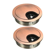 Cable Hole Cover, 2" Zinc Alloy Desk Grommet, 2 Pcs (Red Bronze)