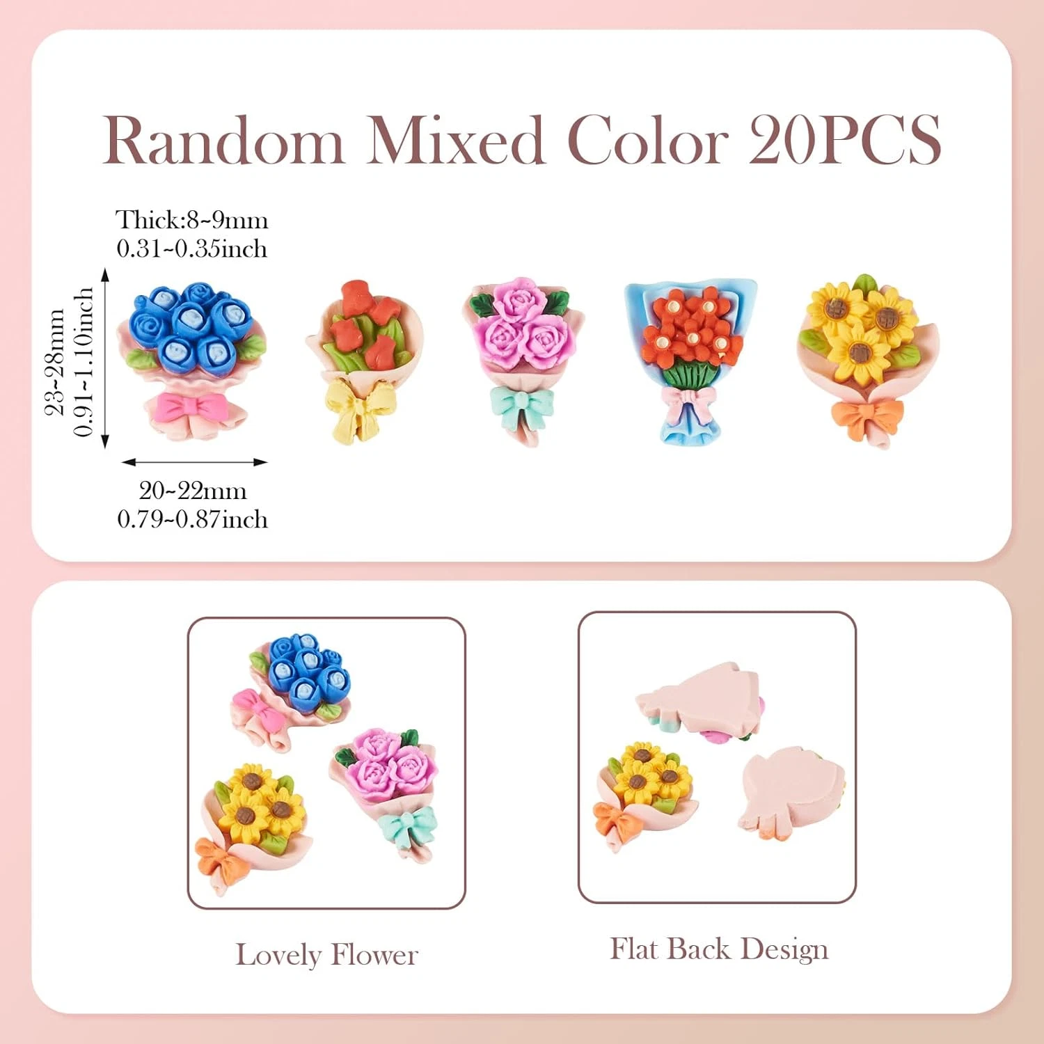 20Pcs Mini Resin Flowers Cabochon Opaque Resin Bouquet Cabochon Spring Floral Ch image 2