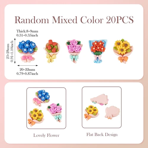 20Pcs Mini Resin Flowers Cabochon Opaque Resin Bouquet Cabochon Spring Floral Ch image 2