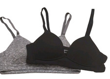 Wonder Nation Girl's T-Shirt Bras Set of Two Black/Gray Polyester New  5K55