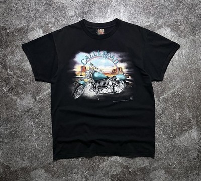 Vintage Harley Davidson 3D Emblem 90s T-Shirt Call Of The Road USA Single Stitch