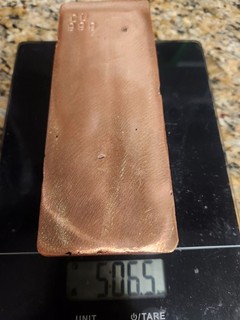 5 Pound 6 Oz Hand Poured .999 Pure Copper Bullion Bar Polished Stamped Ingot.
