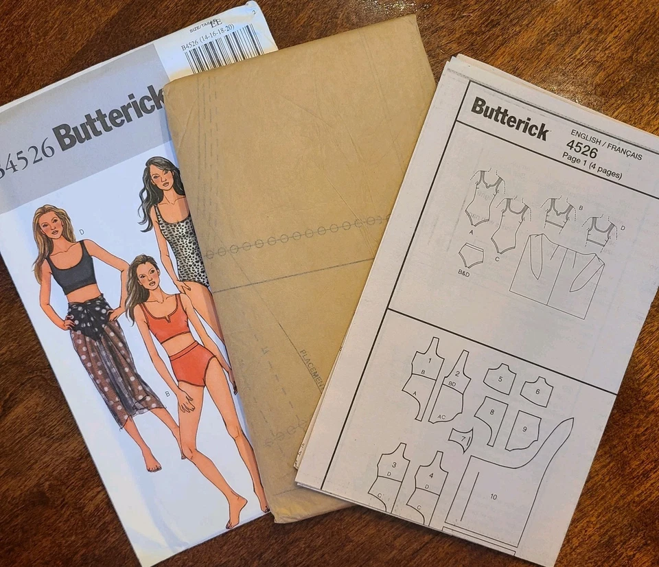  Misses Swim Suit, Wrap, Cover Up Butterick 4526 Pattern Plus Size 14-20 NEW FF - Image 2 of 4