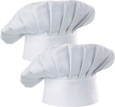 2 PCS Adult Adjustable Elastic Chef Hat Baker Kitchen Cooking Cap Accessory