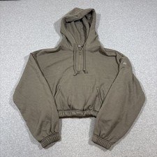 Alo Yoga Refresh Stadium Half Zip Hoodie Womens XS/S Brown Cropped French Terry