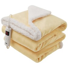 Electric Heated Throw Over Blanket Yellow Digital Control Large Washable Fleece