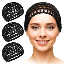 4 Pcs Hair Nets for Sleeping   5.5 x 6" Soft, Lightweight Viscose Black Hair ...