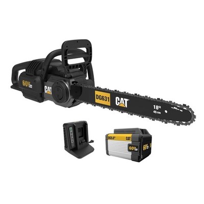 Cat DG631 60V Cordless 18'' Chainsaw w/ Battery & Charger, Brushless Motor, Safe