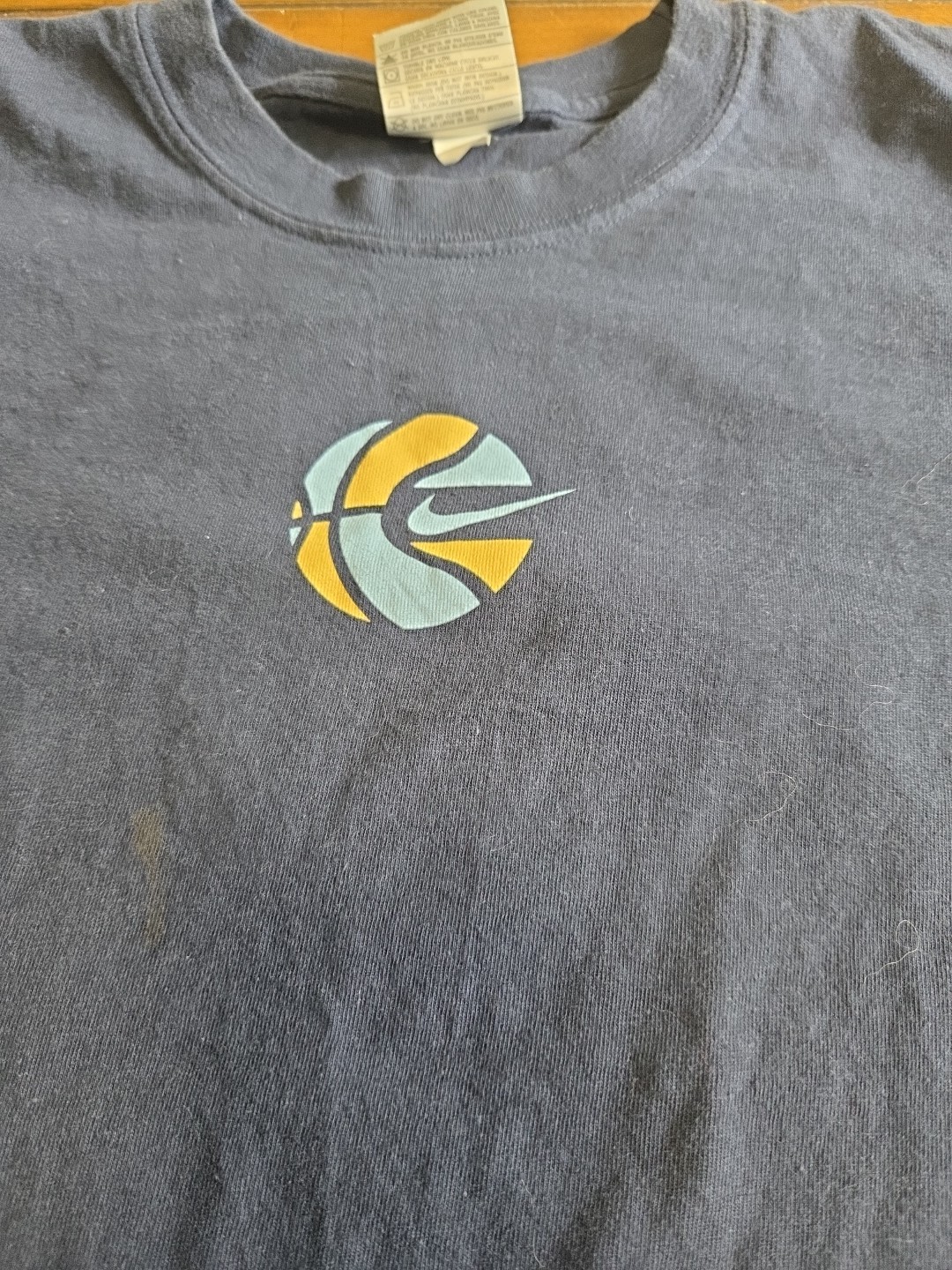 Vintage Y2K Nike Grey Tag Center Swoosh Basketball Shirt Navy Blue L image 4