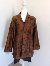 VTG Chicos 100 Silk Embroidered Jacket Eclectic Boho Whimsygoth Y2k