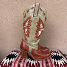 Vintage 70 s Capezio Butterfly Inlay Heeled Cowgirl Boot