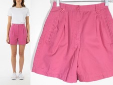 Vintage 90s/Y2K Bubblegum Pink High Waist Pleat Front All Cotton Shorts Size 24