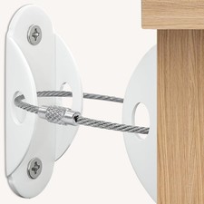 Furniture Anchors 10 Pack for Baby Proofing, Anti Tip 10 Pack, White