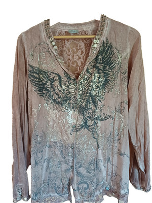   Tredy super Tunika Bluse  altrosa Strass Spitze Pailletten Gr.40-42 top 