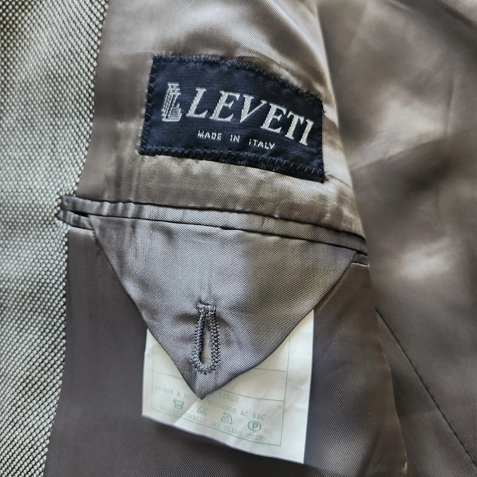 [LEVETI Suit Jacket / Sport Coat] Size 54L - Gray- 100% Wool Blazer - Image 3 of 4