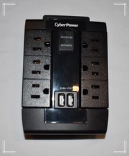 CyberPower 6 Outlet 2 Usb Surge Protector in Black