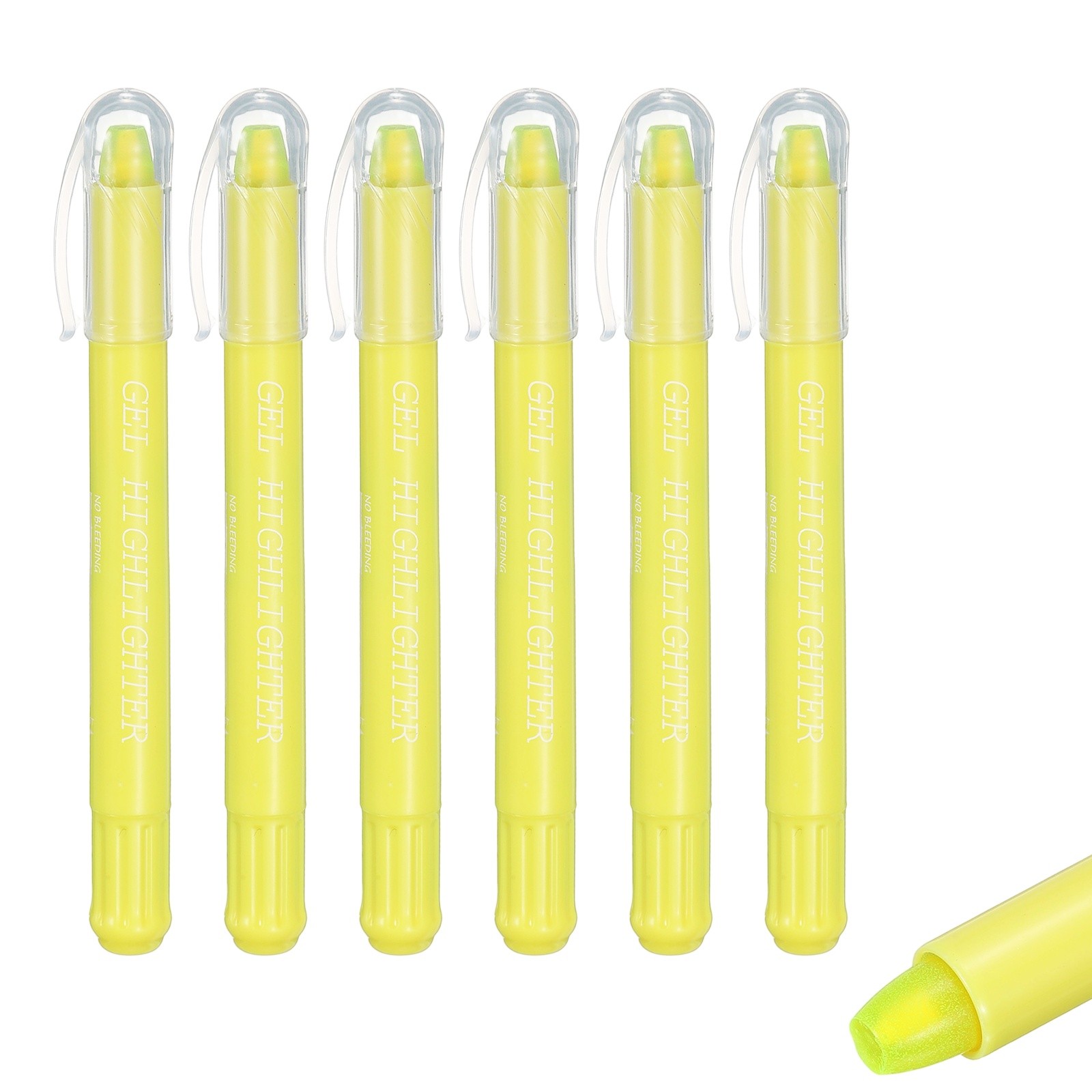 Fluorescent Yellow Gel Highlighters, 6 Pack Gel High Lighter