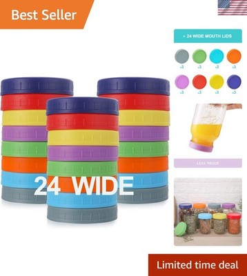 Fun and Functional 24 Pack Wide Mouth Mason Jar Lids - Perfect for Storage Needs
