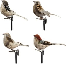 Künstliche Vögel mit Feder und Clip 4 Stück zufällige Farben 10 cm Deko Figuren
