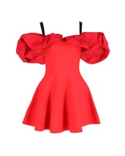 Alexander Mcqueen Cold-Shoulder Ruffled Mini Dress In  Viscose Women Red L