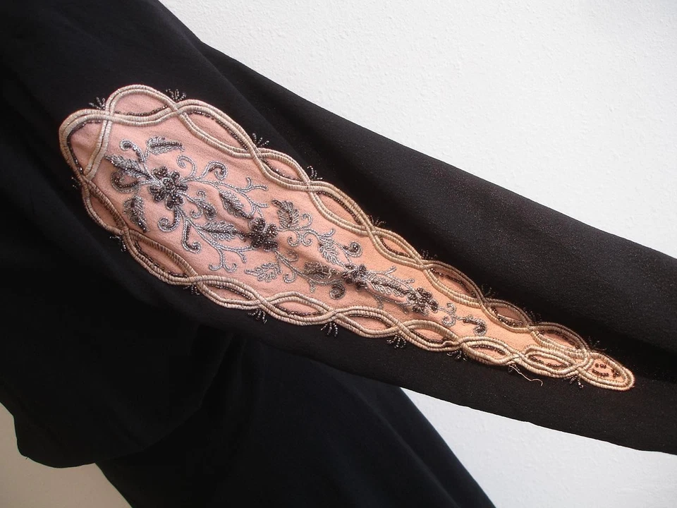 Vestido Original Mujer L De Colección Años 1920 1930 Kornhauser Negro Victoriano Cuentas Largas Foto 2 de 4