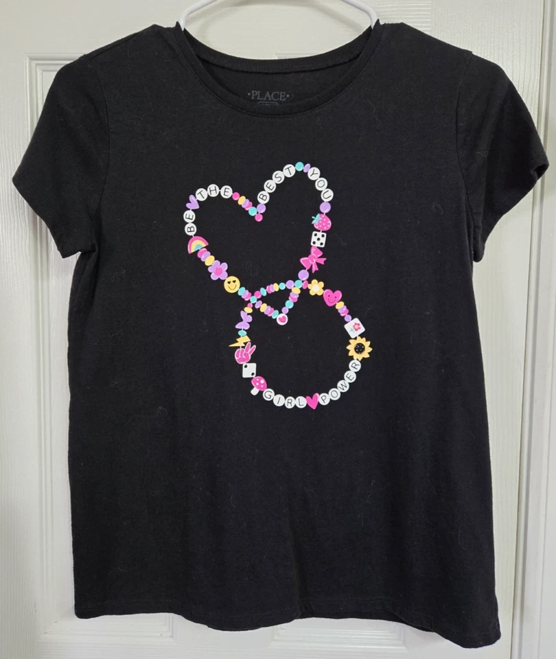 *2* Girls Children's Place & Cat & Jack Black Graphic Tees, Size 16-18 - Image 2 of 3