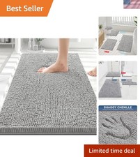 Smiry Luxury Chenille Bathroom Rugs 30x20, Extra Soft and 30'' X 20'', Grey