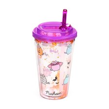 PUSHEEN CAT HALLOWEEN SHATTERPROOF DOUBLE WALLED DRINKS CUP WITH LID WITH STRAW