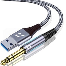 USB to 1/4 inch TRS Audio Stereo Cable 6.6FT,USB-A to 6.35mm Quarter inch Aux...