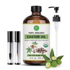 Castor Oil Organic - Cold Pressed USDA Certified, for Hair Growth...