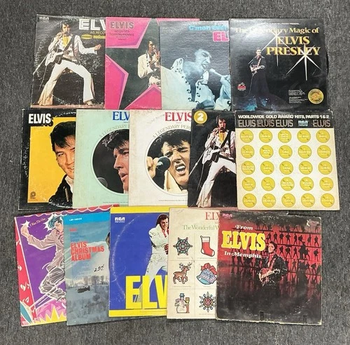 Vintage Elvis Presley Vinyl Lot Of 14 Records With Cases