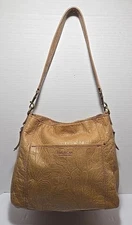 AMERICAN LEATHER CO. Embossed Floral Brown Tooled Shoulder Bag
