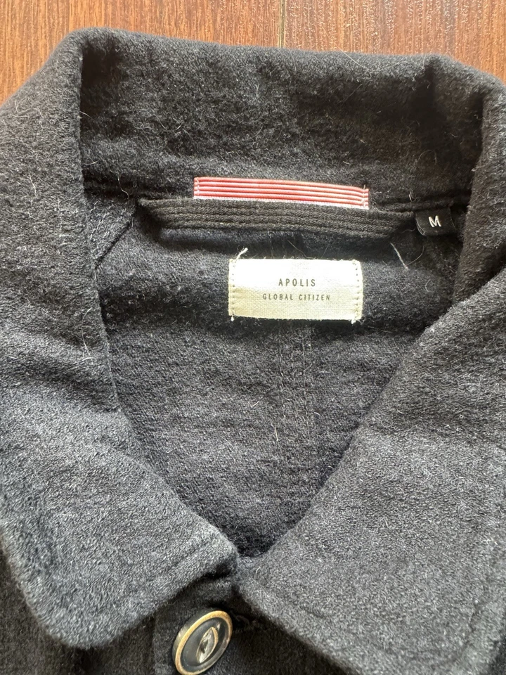 Apolis Global Citizen Black Wool Cotton Blend  Chore Coat Jacket Size M - Image 2 of 4