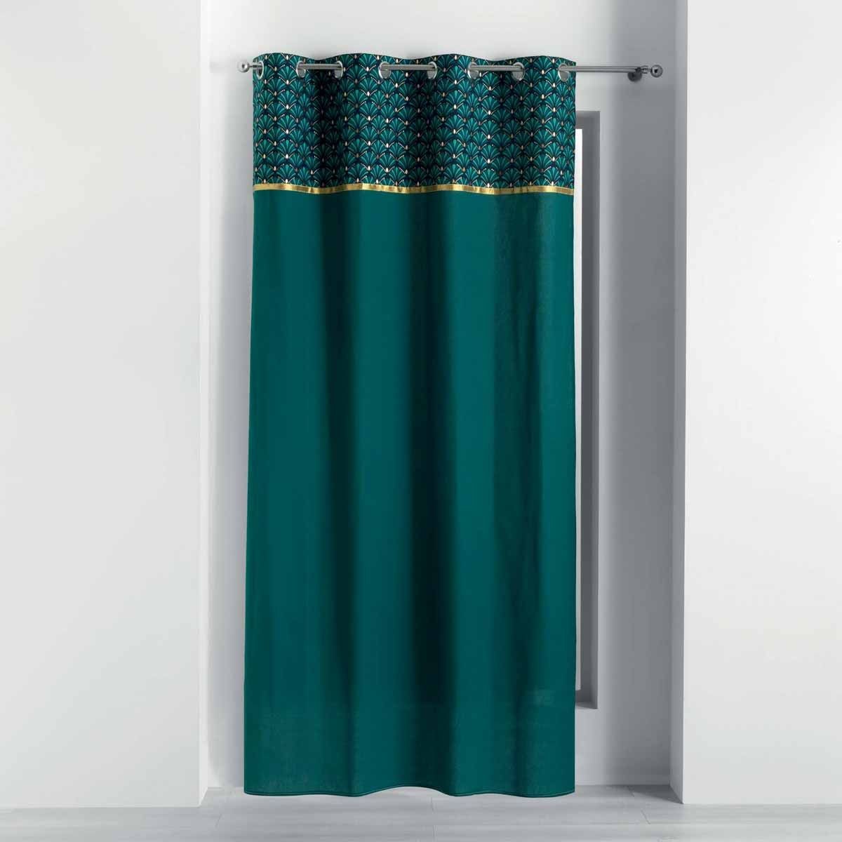 Rideau à œillets imprimé Art Chic bleu pour sublimer la lumière du salon