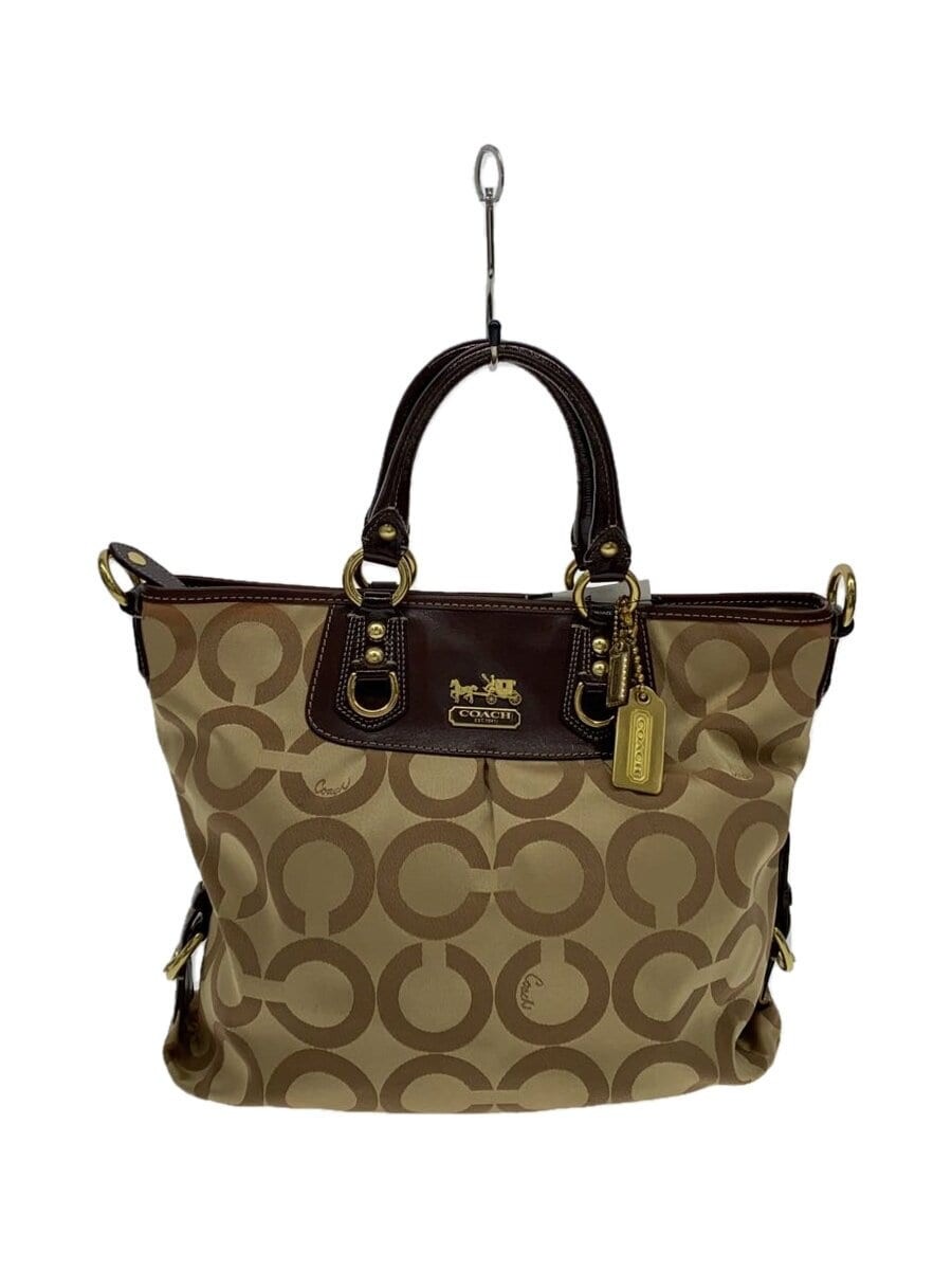COACH Op Art Canvas Shoulder Bag in Black and Grey