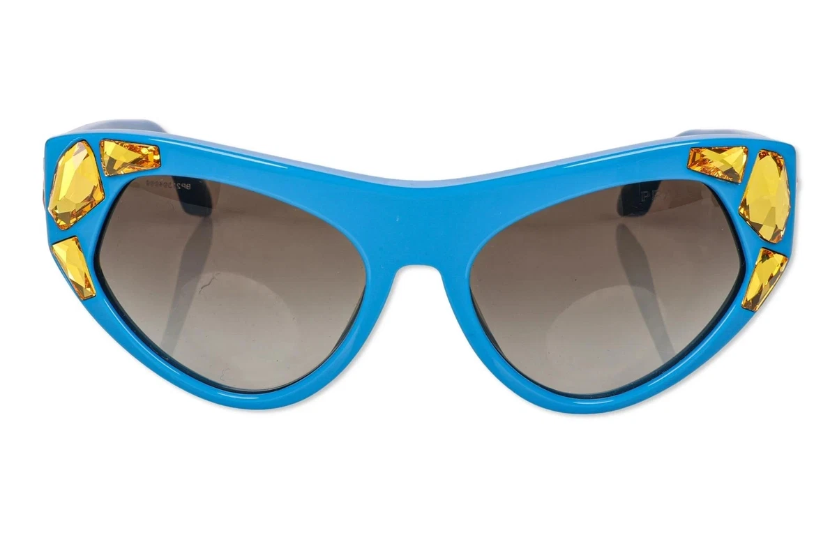 Prada SPR 02Q Poème Cat Eye Sunglasses Blue Havana Made in Italy Prada Blue SPR 21Q Crystal Embellished Cat Eye Sunglasses  main image 4
