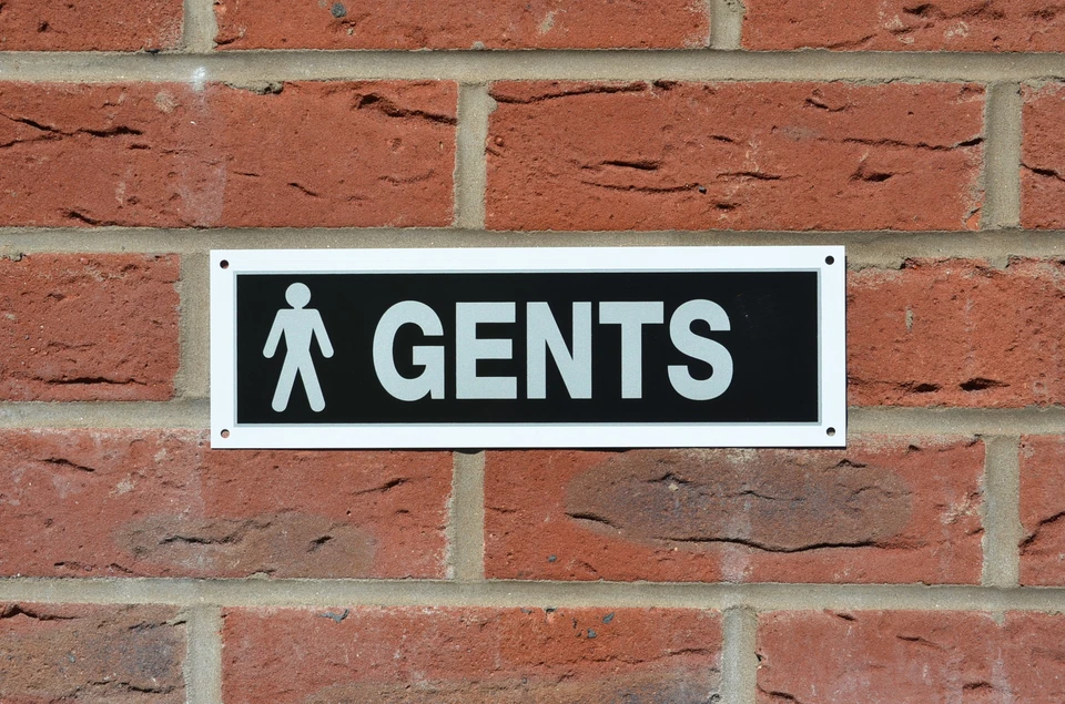 GENTS door sign or sticker 270mm x 85mm black & silver toilet bathroom gym pub