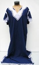 Vintage Blue Embroidered Hippie Bohemian Boho Indian Beach Caftan Kaftan Dress