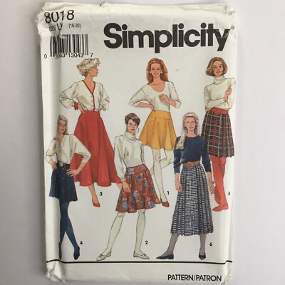Simplicity 8018 Pleated Flared Panel Short Skirt Yoke Ladies New Uncut  Pattern UK