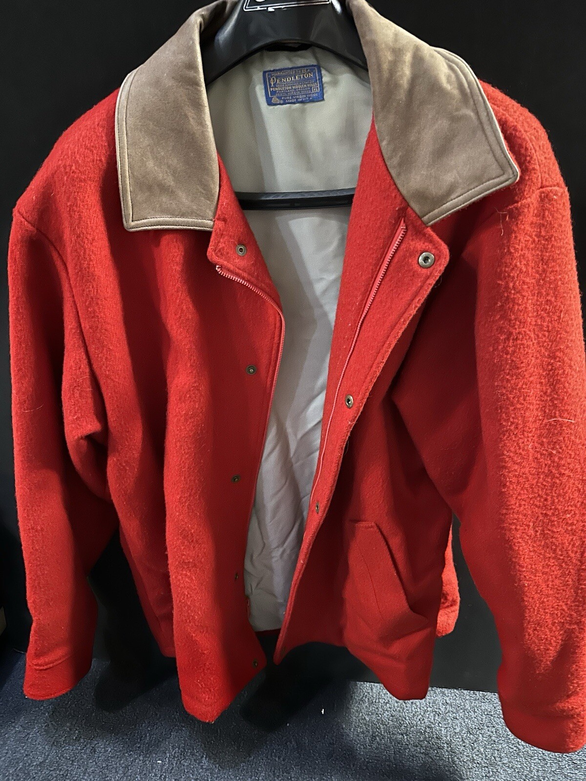Pendleton Pure Virgin Wool Red Zip Up/Button Jack… - image 1