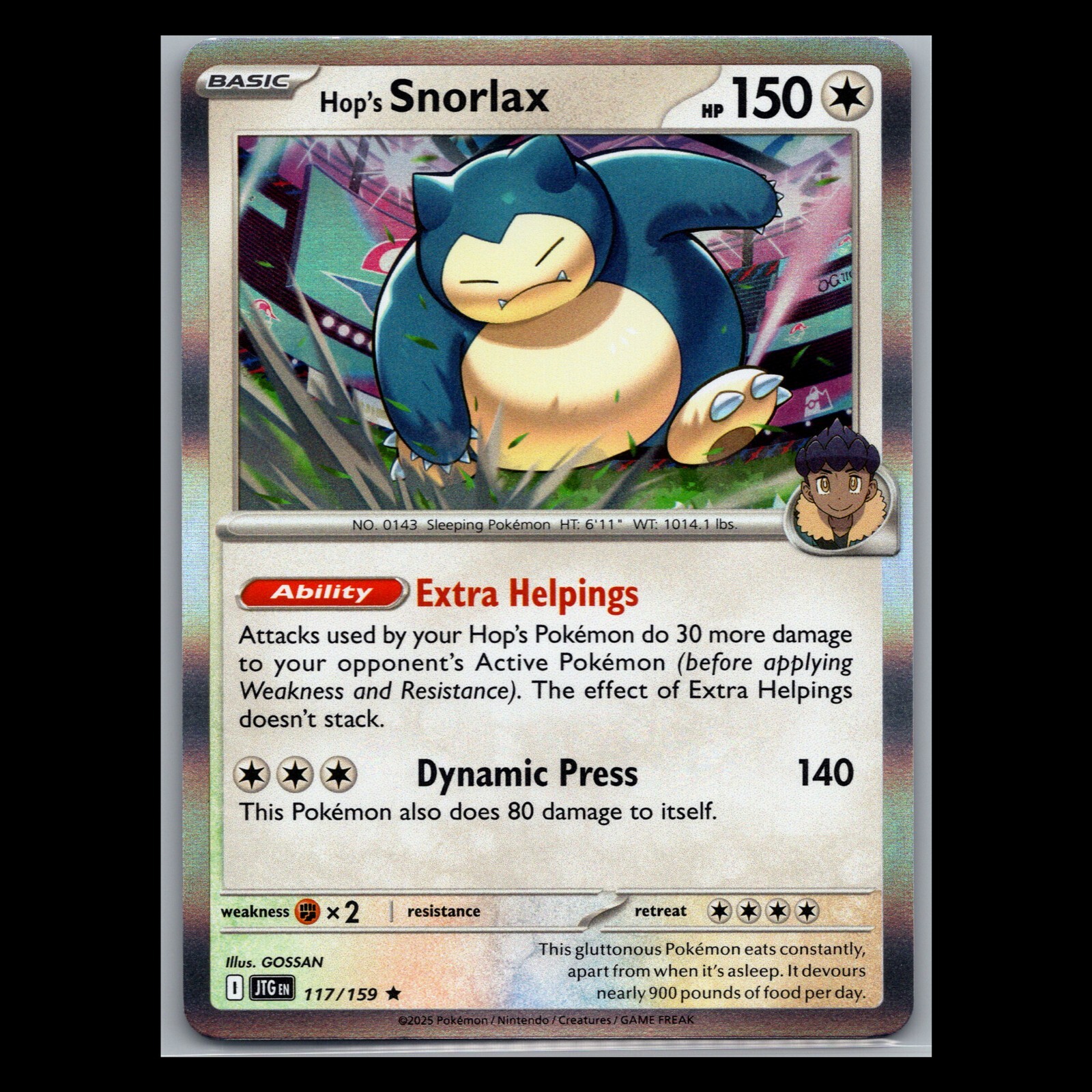 Journey Together - Hop's Snorlax - 117/159 - Holo Rare - Pokemon TCG