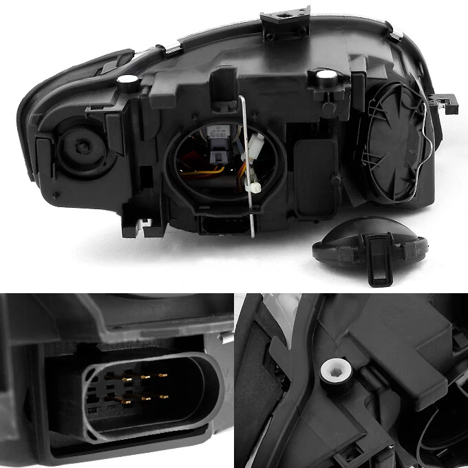 Fit 2006-2008 Audi A4 DRL LED Projector Halogen Type Black Headlights Assembly - Image 3 of 4
