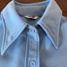 VTG Levi s Shirt Cursive L Women s Blue Knit Button Long Sleeve 70 s Sz Medium